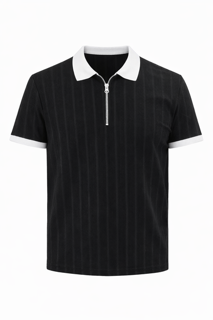 Black with White Polo Neck