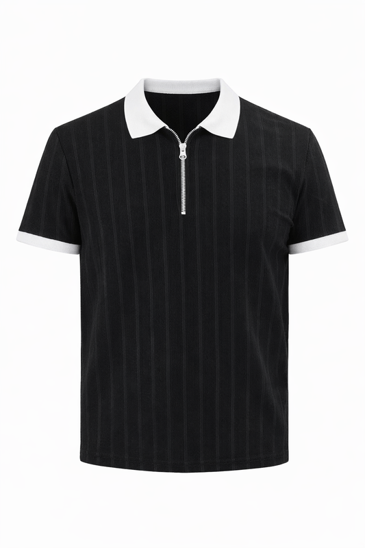 Black with White Polo Neck