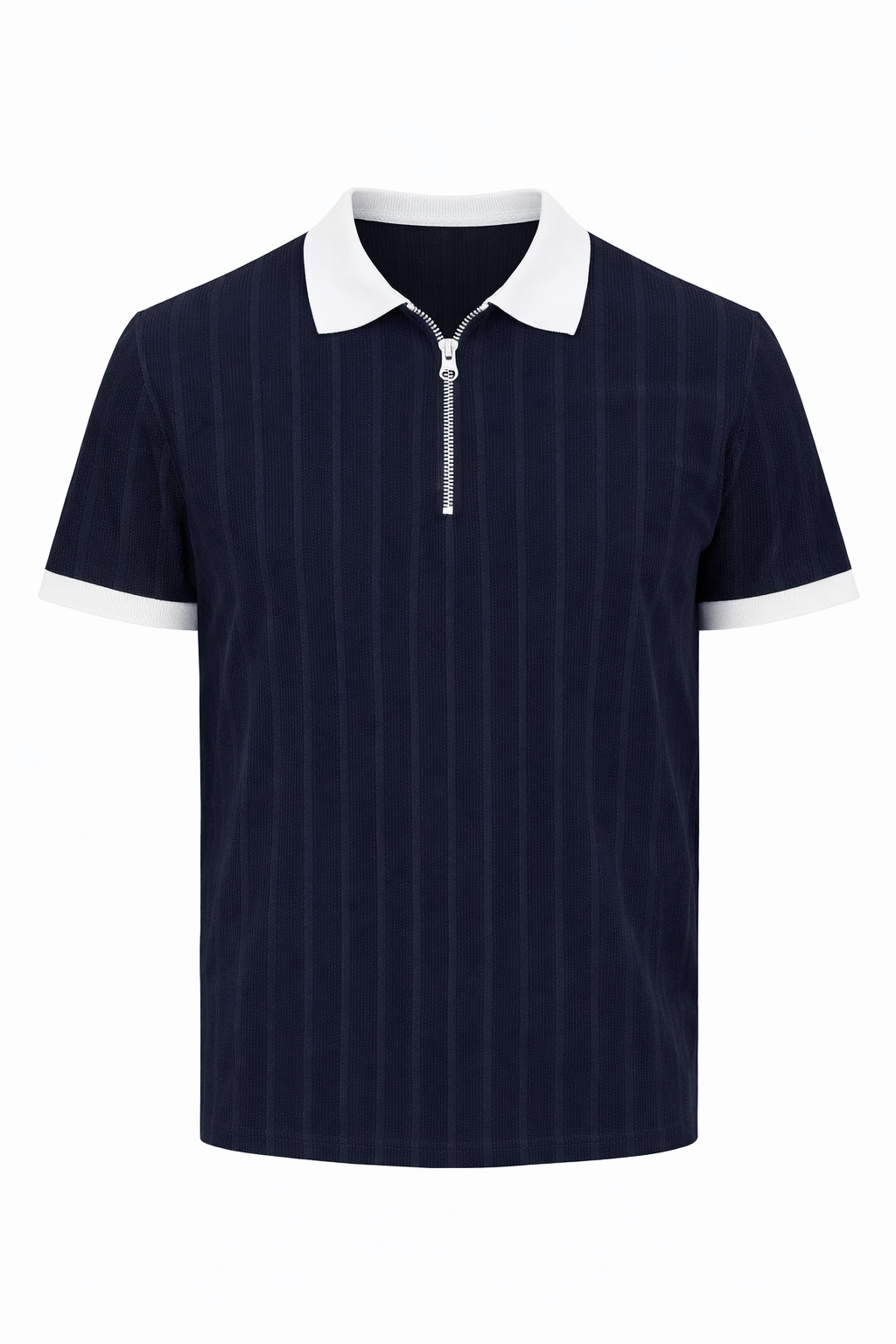 Navy with White Polo Neck