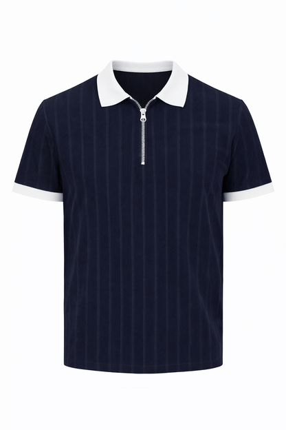 Navy with White Polo Neck