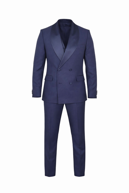 Navy Blue Tuxedo Col Chale Suit