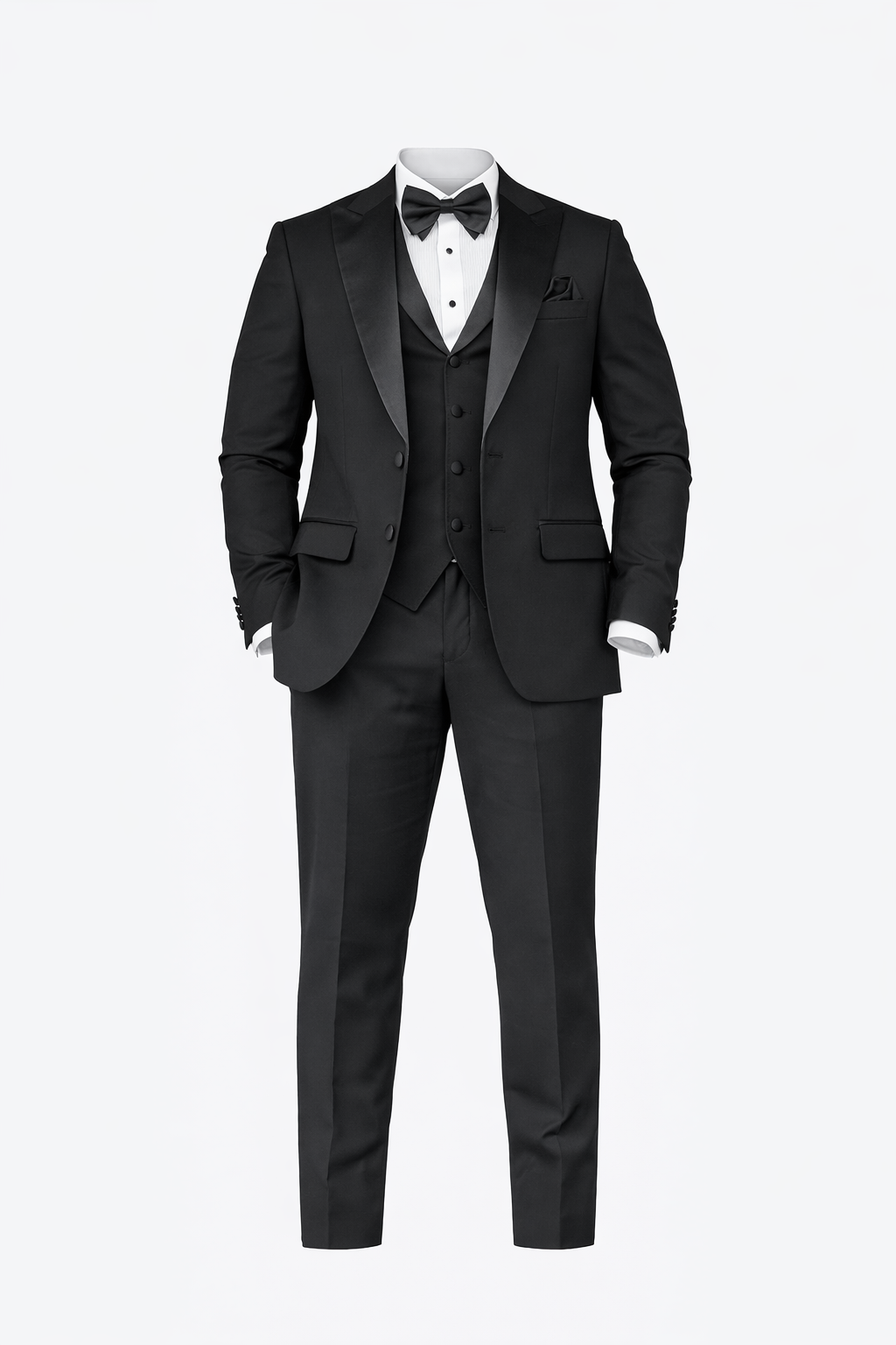 Full Black Tuxedo Peak Lapel Suit