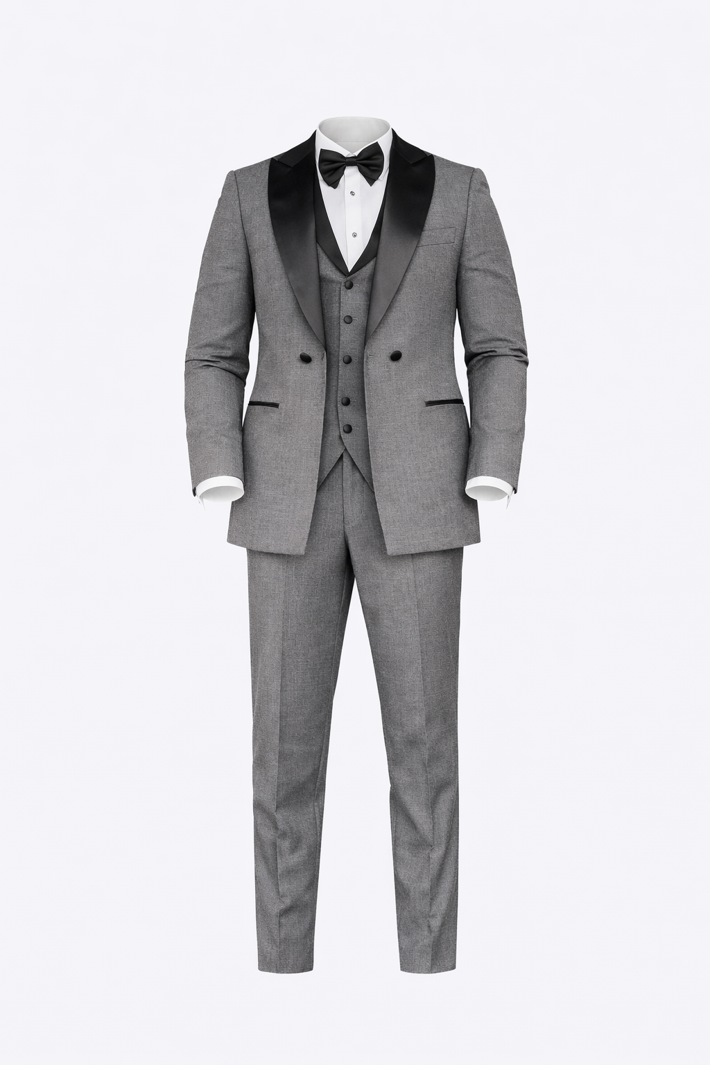 Full Gray Tuxedo Col Chale Suit