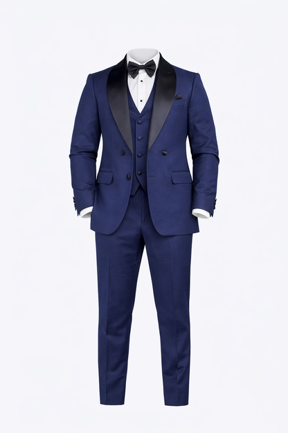 Indigo Tuxedo Col Chale Suit