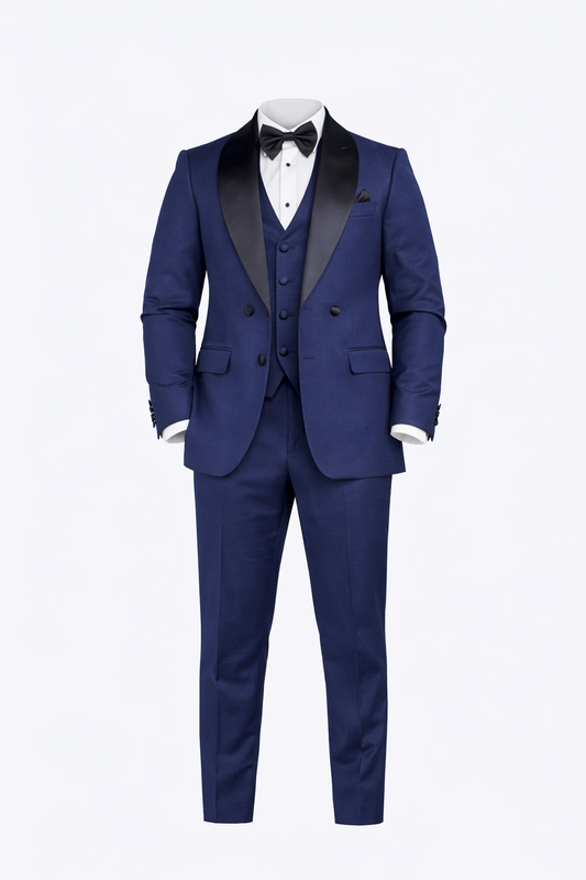 Indigo Tuxedo Col Chale Suit