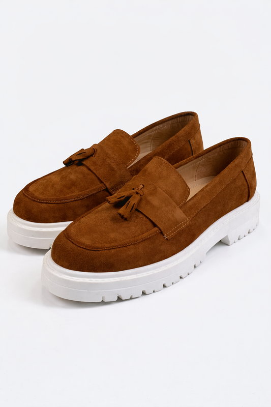 Brown/White Loafers chamois