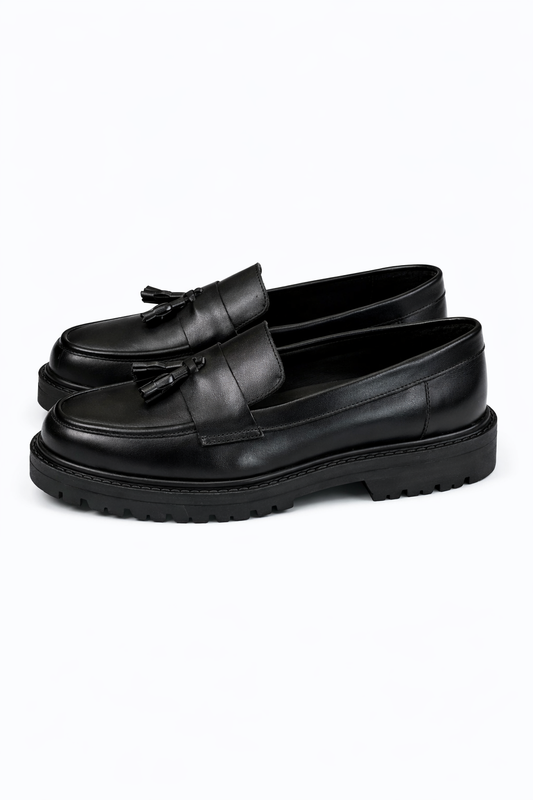 Full Black Leather Loafers
