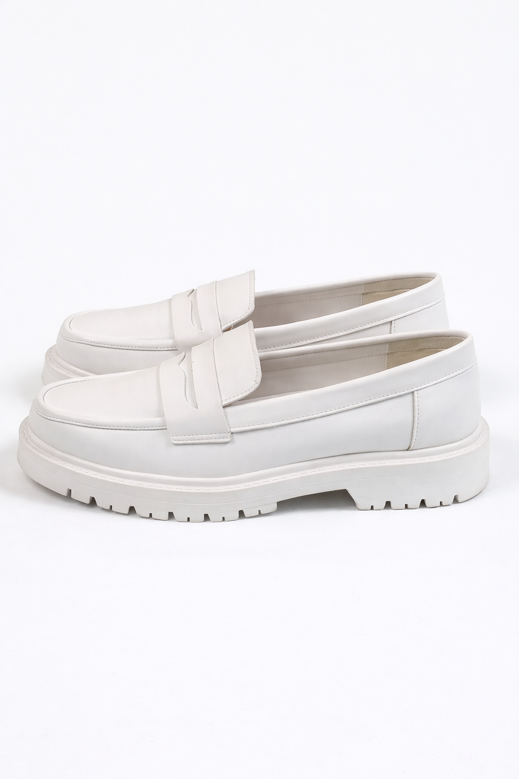 Full White leather Loafers