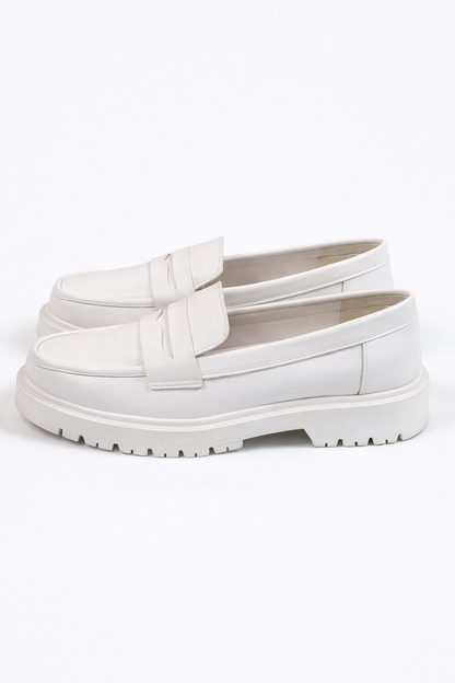 Full White leather Loafers