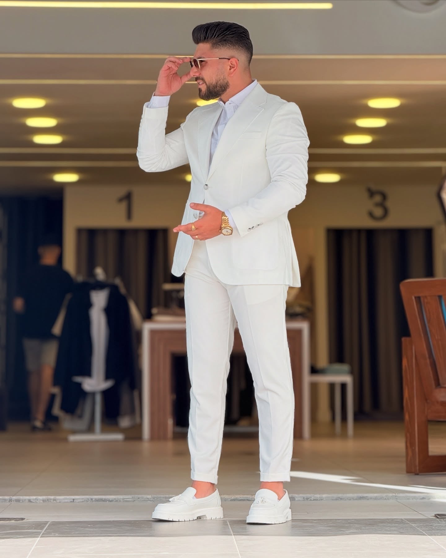 White Notch Lapel Blazer