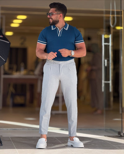Petroleum with White Polo Neck