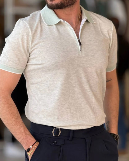 Light Mint Half Zip Polo