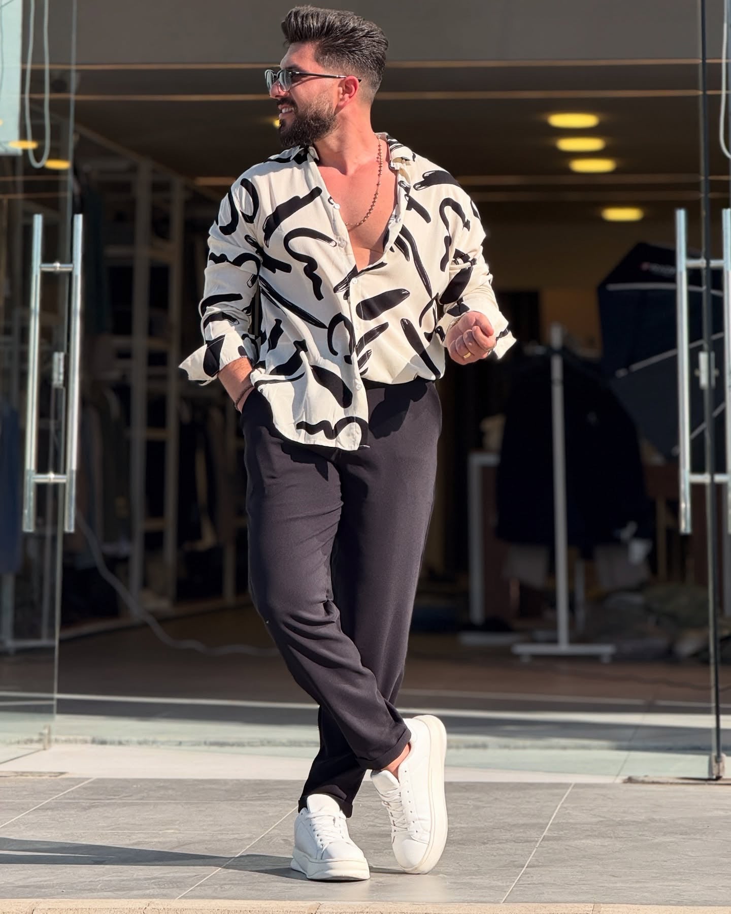Black & White Floral Summer Shirt