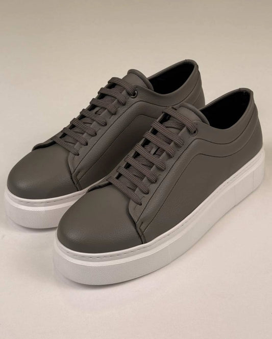 Grey Leather Sneakers
