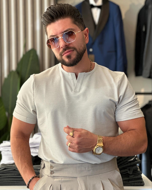 White V Cut Neck T-Shirt