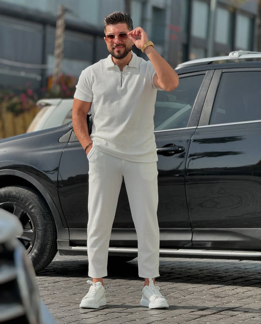 White Half Zip Polo