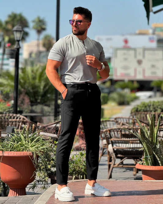 Light Grey Half Zip T-Shirt