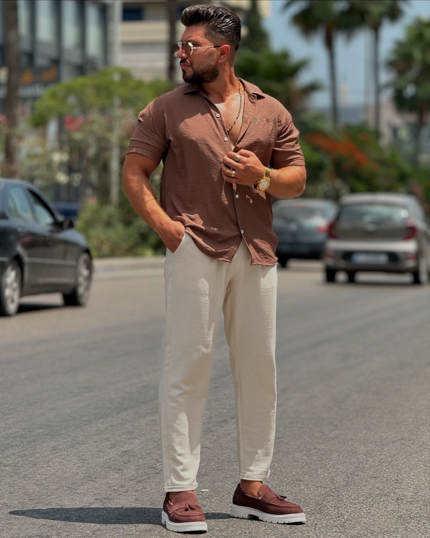 Brown Half Sleeve Shirt