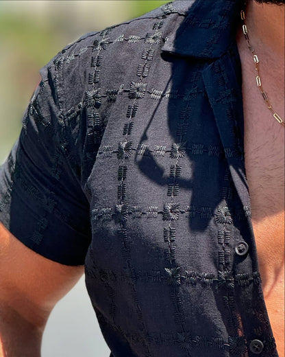 Patterned Black Shirt