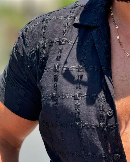 Patterned Black Shirt
