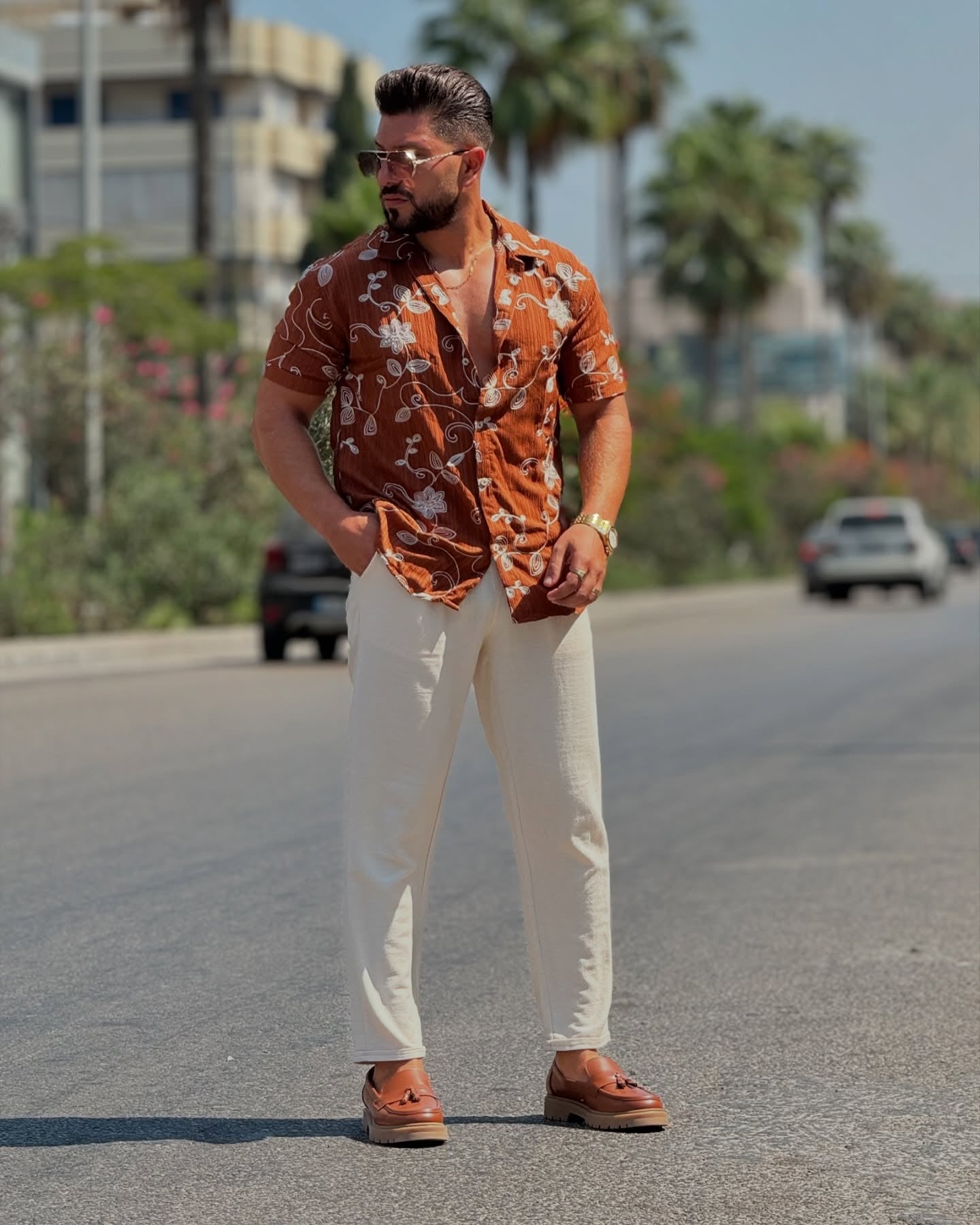 Brown & White Shirt