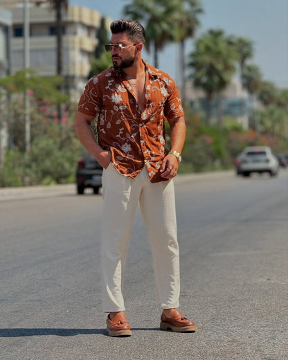 Brown & White Shirt