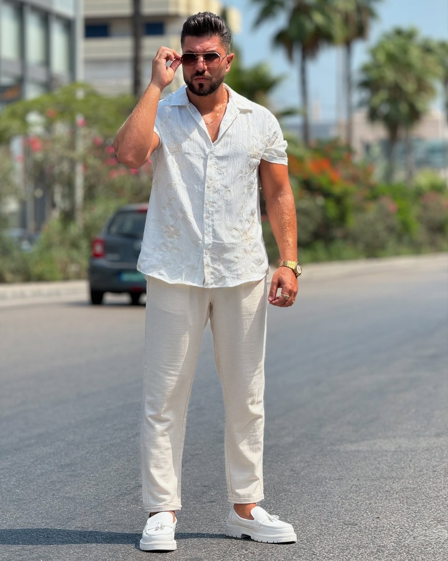 Patterned White Shirt