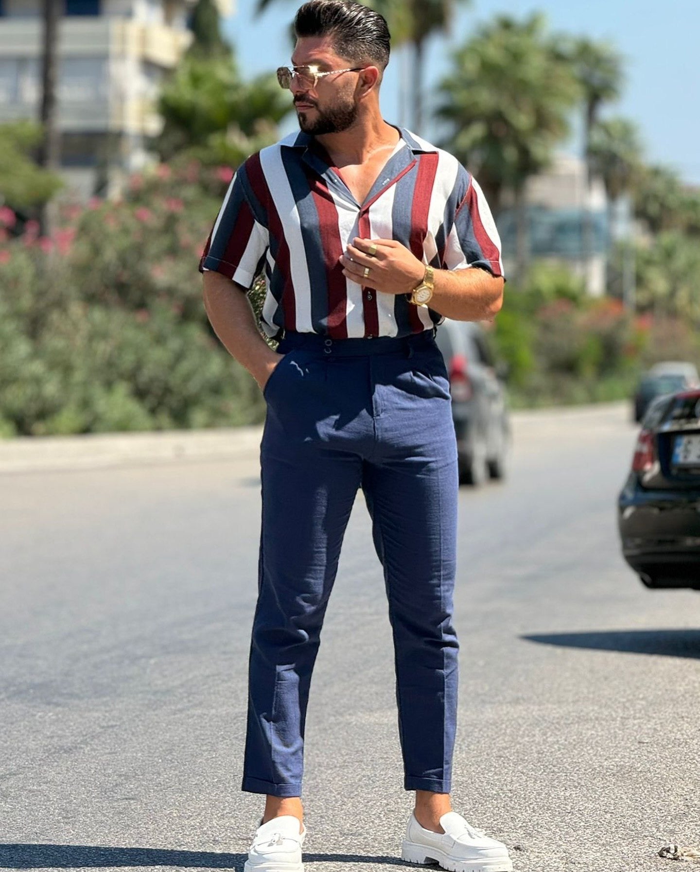 Striped Shirt With Red, White & Blue