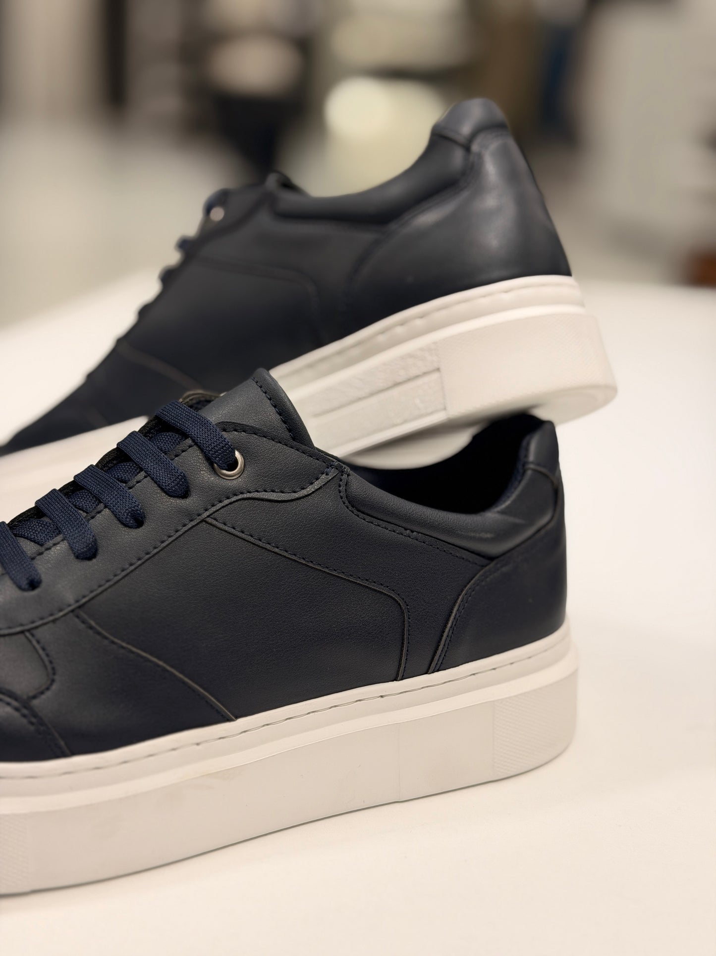 Black Leather Ozero Sneakers With White Soles