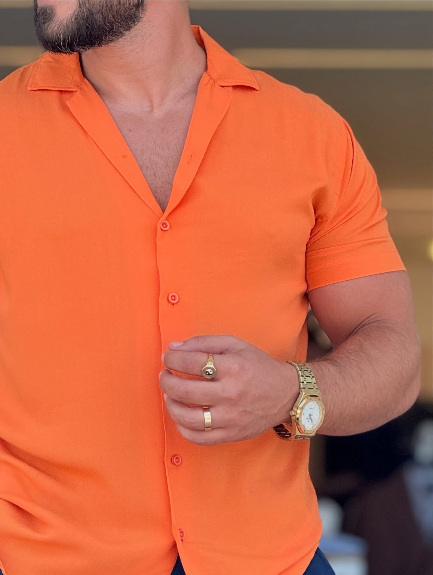 Orange Half Sleeve Shirt
