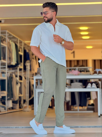 White Half Zip Polo