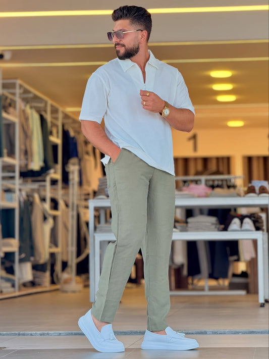 White Half Zip Polo