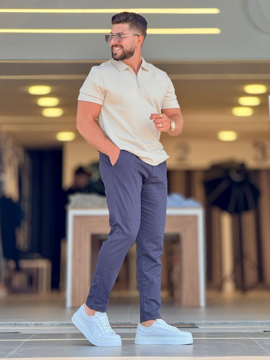 Off-White Half Zip Polo