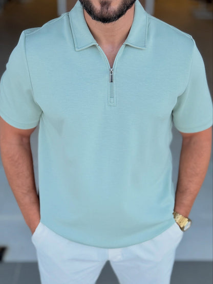 Light Green Half Zip Polo