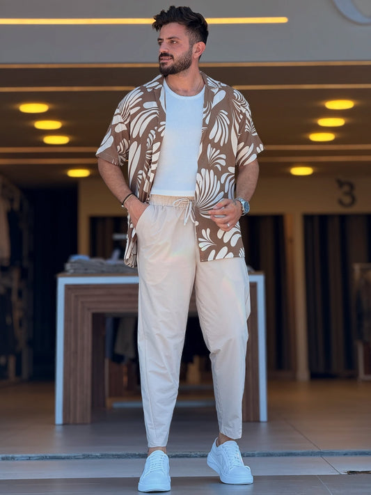 Brown & White Floral Shirt