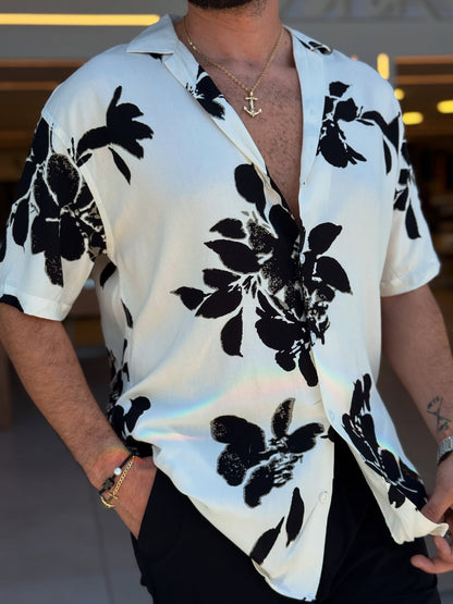 White & Black Floral Shirt