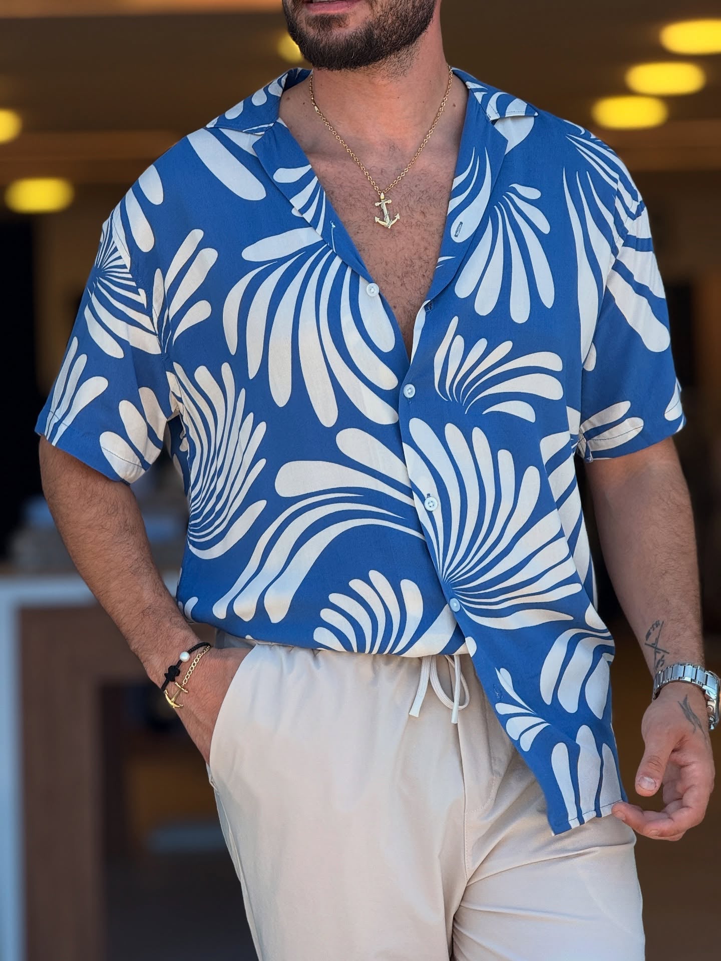 Blue & White Floral Shirt