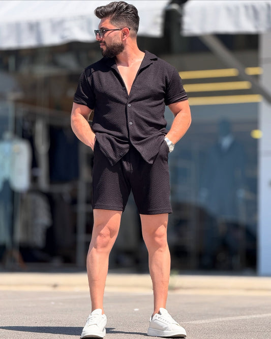 Black Chemise and Shorts Set
