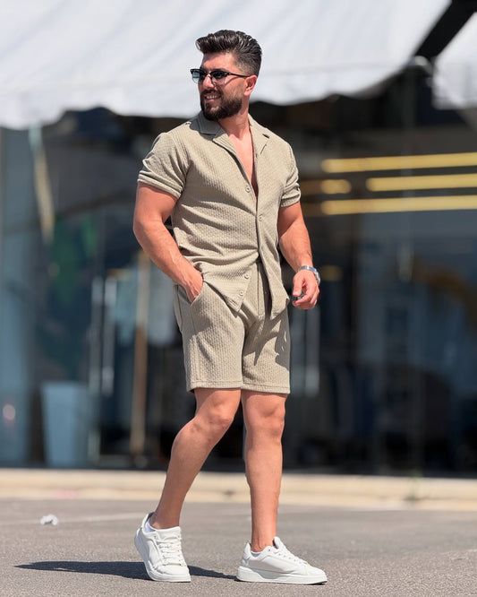 Olive Green Chemise and Shorts Set