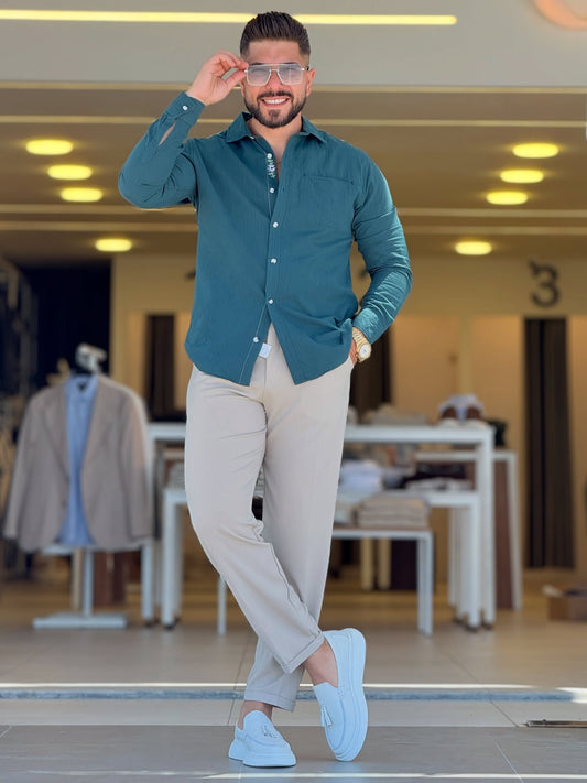 Dark Green Linen Chemise