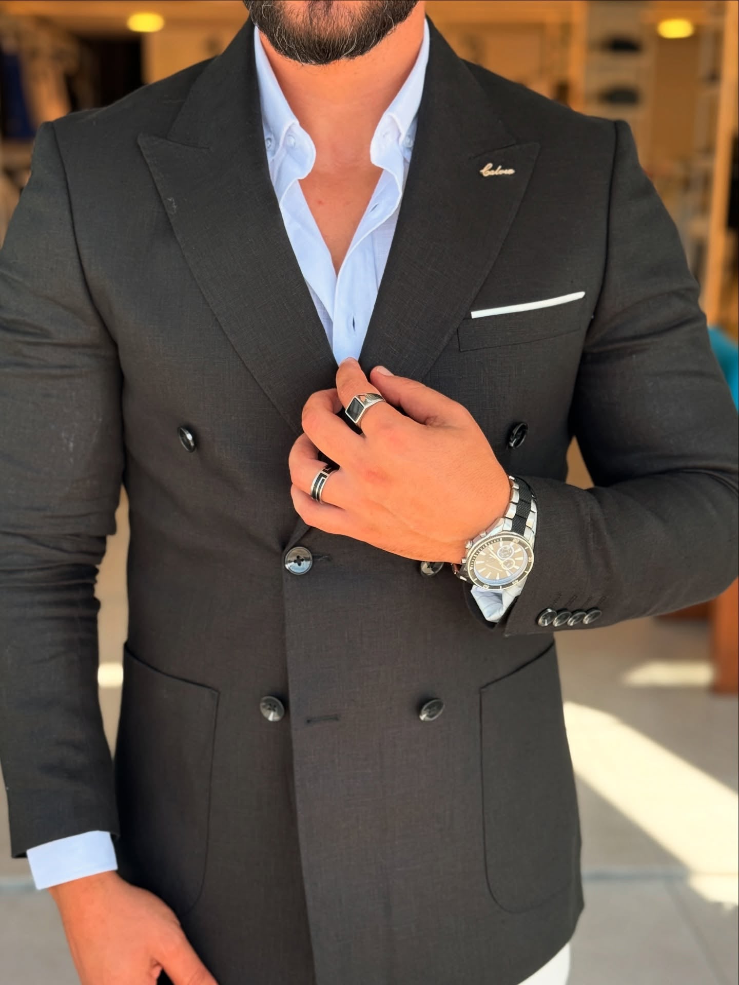 Black Double Button Blazer