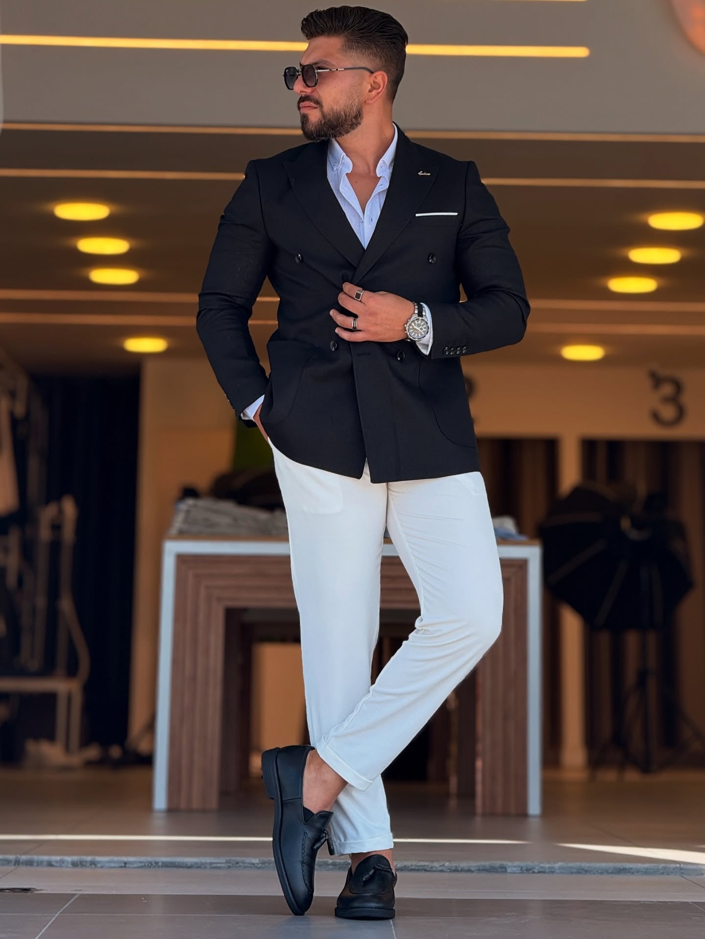 Black Double Button Blazer