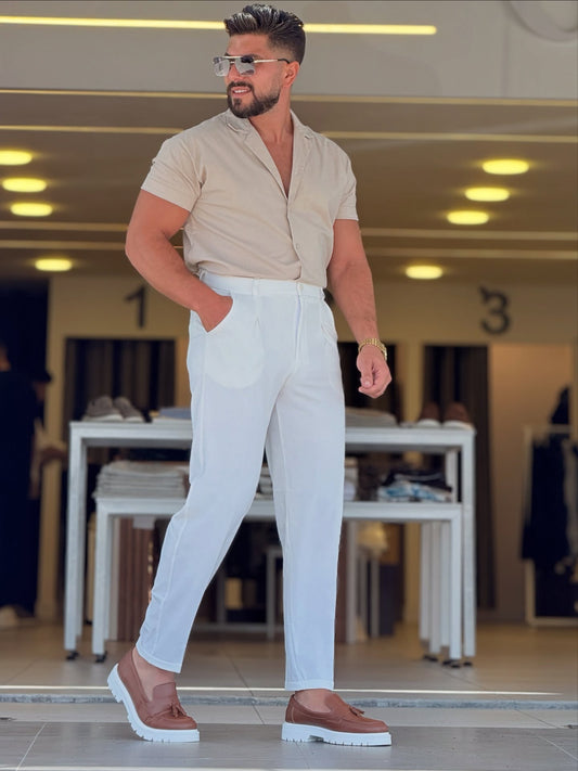 Beige Half Sleeve Shirt