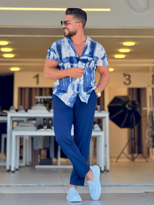 Blue & White Patterned Shirt