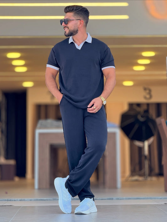 White Collar Polo & Pants Set