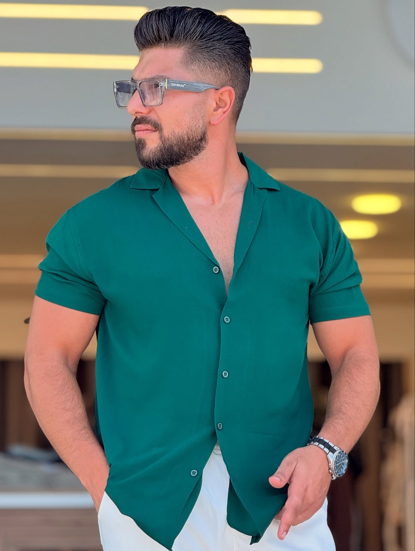 Green Half Sleeve Shirt