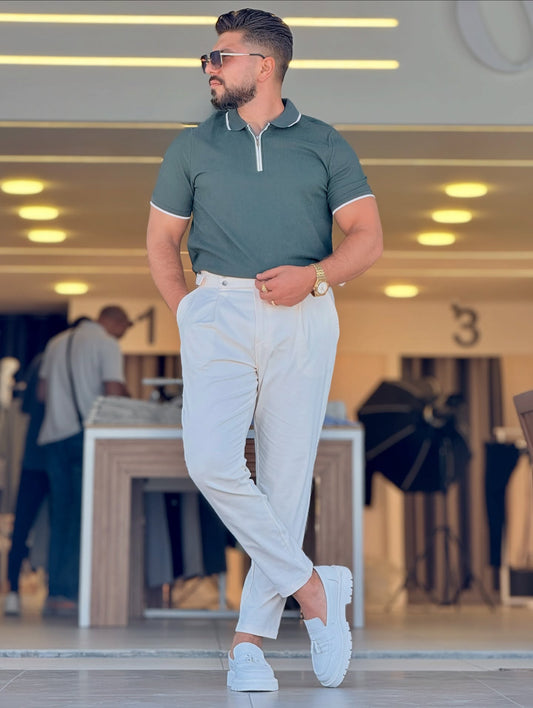 Green Half Zip Polo