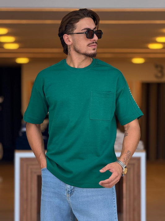 Side Pocket Green T-Shirt