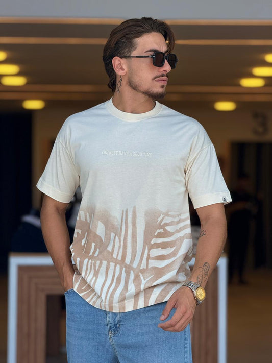 Cream & Beige Over Size T-Shirt