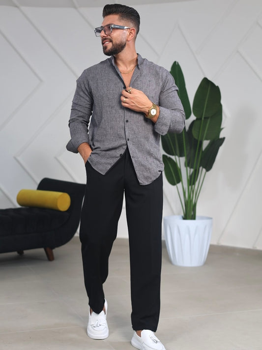 Dark Grey Linen Shirt